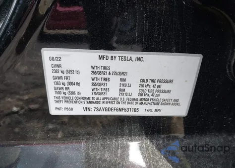 2022 Tesla Model Y Performance Dual Motor All-Wheel Drive из США, поврежденный, VIN 7SAYGDEF6NF531105